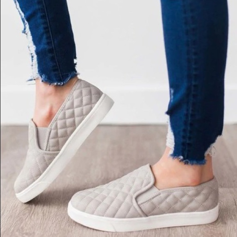 Gray Quilted Slip on sneakers